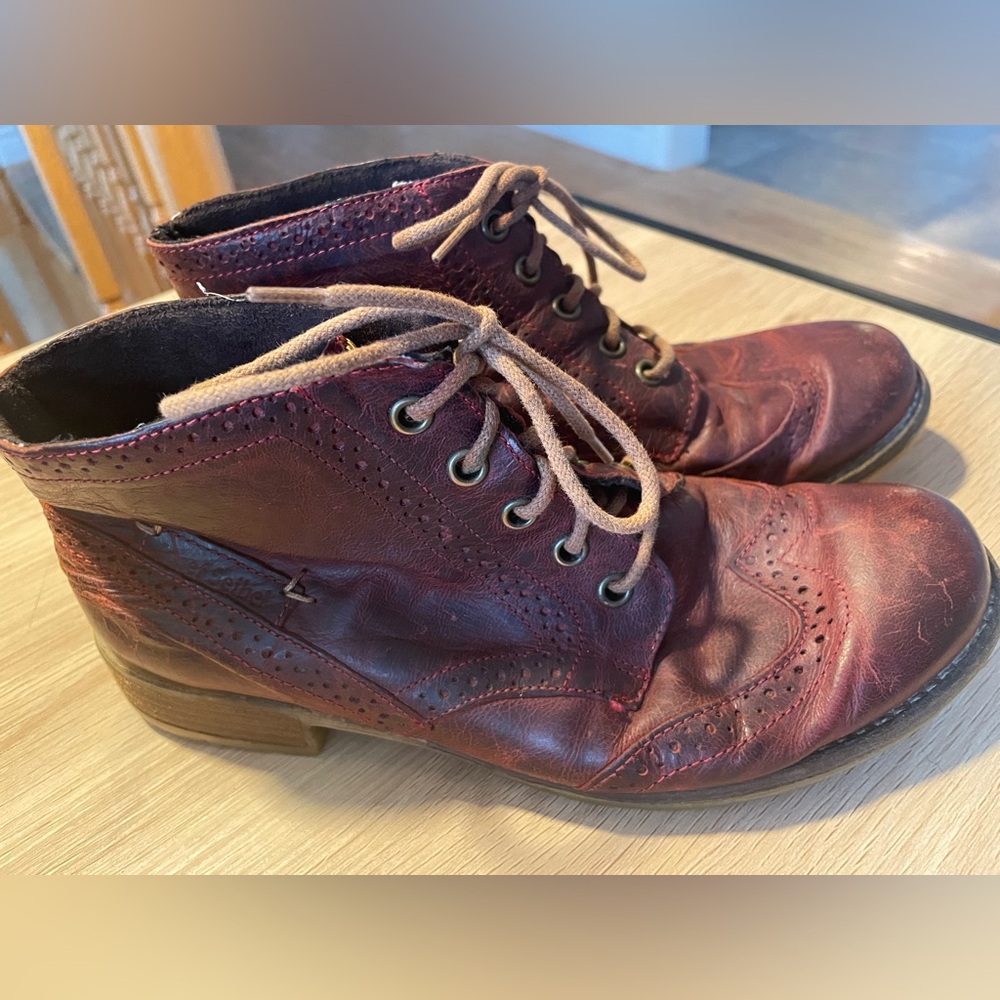 Josef Seibel Sienna 15 Bordo Lace Up Leather Ankle Boots - Picture 3 of 6